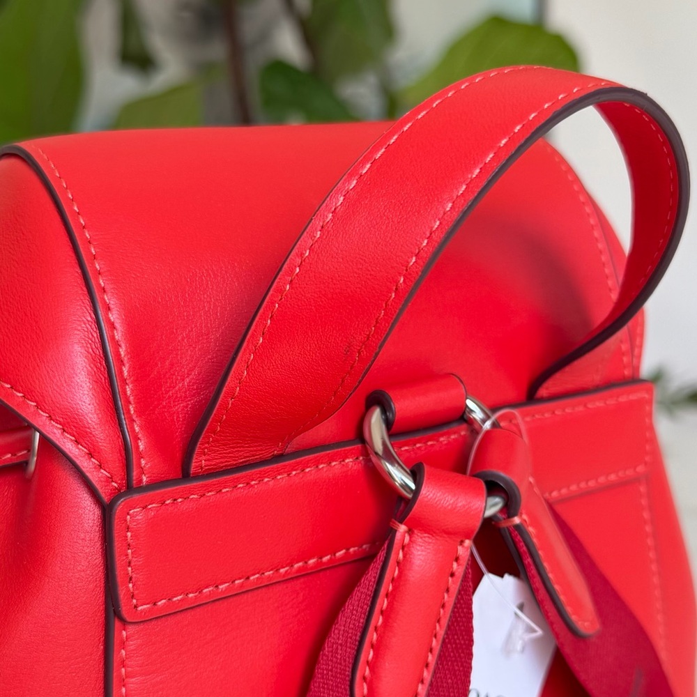 NWT Coach Pace Smooth Leather Backpack Miami Red / Silver CR100 Logo Straps - Picture 9 of 14